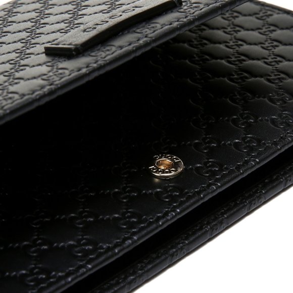 Gucci - Brandclub - Gucci Women NEW Gucci Black Micro GG Guccissima Crossbody Wallet Bag Purse